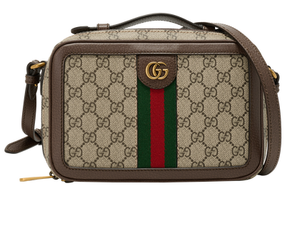 Small Ophidia Top Handle, &pound;950, Handbags, Brown/Green/Red, Canvas, Front view